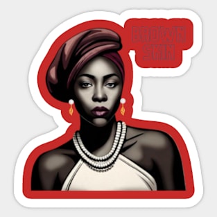 Brown Skin Burgundy Cap & Lippy Beauty Sticker